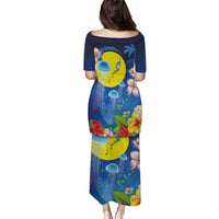 Palau Jellyfish Family Matching Puletasi and Hawaiian Shirt Ocean Heritage Tropical Plants LT03 - Polynesian Pride