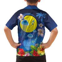 Palau Jellyfish Family Matching Short Sleeve Bodycon Dress and Hawaiian Shirt Ocean Heritage Tropical Plants LT03 - Polynesian Pride