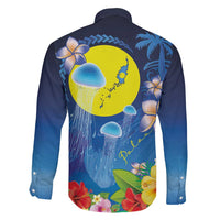 Palau Jellyfish Family Matching Short Sleeve Bodycon Dress and Hawaiian Shirt Ocean Heritage Tropical Plants LT03 - Polynesian Pride