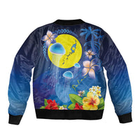 Palau Jellyfish Sleeve Zip Bomber Jacket Ocean Heritage Tropical Plants LT03 - Polynesian Pride