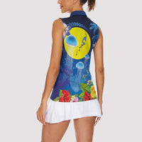 Palau Jellyfish Women Sleeveless Polo Shirt Ocean Heritage Tropical Plants LT03 - Polynesian Pride