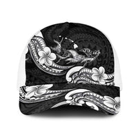 Hawaiian Manta Rays Baseball Net Cap Tribal Hibiscus Polynesian Tattoos Black Color - Polynesian Pride