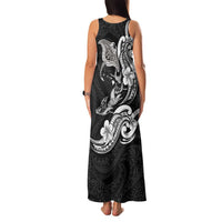 Hawaiian Manta Rays Family Matching Tank Maxi Dress and Hawaiian Shirt Tribal Hibiscus Polynesian Tattoos Black Color LT03 - Polynesian Pride