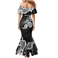 Hawaiian Manta Rays Mermaid Dress Tribal Hibiscus Polynesian Tattoos Black Color LT03 - Polynesian Pride
