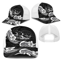 Hawaiian Manta Rays Mesh Trucker Cap Tribal Hibiscus Polynesian Tattoos Black Color - Polynesian Pride