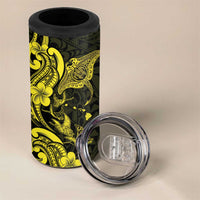 Hawaiian Manta Rays 4 in 1 Can Cooler Tumbler Tribal Hibiscus Polynesian Tattoos Yellow Color LT03 - Polynesian Pride