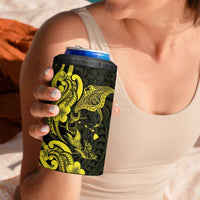 Hawaiian Manta Rays 4 in 1 Can Cooler Tumbler Tribal Hibiscus Polynesian Tattoos Yellow Color LT03 - Polynesian Pride