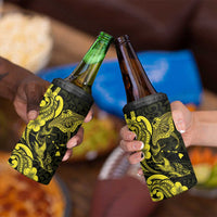 Hawaiian Manta Rays 4 in 1 Can Cooler Tumbler Tribal Hibiscus Polynesian Tattoos Yellow Color LT03 - Polynesian Pride