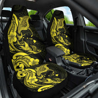 Hawaiian Manta Rays Car Seat Cover Tribal Hibiscus Polynesian Tattoos Yellow Color LT03 One Size Yellow - Polynesian Pride