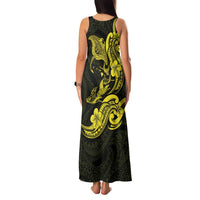 Hawaiian Manta Rays Family Matching Tank Maxi Dress and Hawaiian Shirt Tribal Hibiscus Polynesian Tattoos Yellow Color LT03 - Polynesian Pride