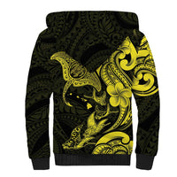 Hawaiian Manta Rays Sherpa Hoodie Tribal Hibiscus Polynesian Tattoos Yellow Color LT03 - Polynesian Pride