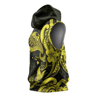 Hawaiian Manta Rays Sleeveless Hoodie Tribal Hibiscus Polynesian Tattoos Yellow Color LT03 - Polynesian Pride