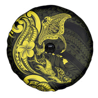 Hawaiian Manta Rays Spare Tire Cover Tribal Hibiscus Polynesian Tattoos Yellow Color LT03 - Polynesian Pride
