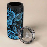 Hawaiian Manta Rays 4 in 1 Can Cooler Tumbler Tribal Hibiscus Polynesian Tattoos Blue Color LT03 - Polynesian Pride