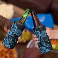 Hawaiian Manta Rays 4 in 1 Can Cooler Tumbler Tribal Hibiscus Polynesian Tattoos Blue Color LT03 - Polynesian Pride