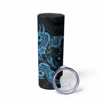 Hawaiian Manta Rays Skinny Tumbler Tribal Hibiscus Polynesian Tattoos Blue Color LT03 - Polynesian Pride