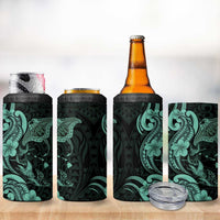 Hawaiian Manta Rays 4 in 1 Can Cooler Tumbler Tribal Hibiscus Polynesian Tattoos Turquoise Color LT03 - Polynesian Pride
