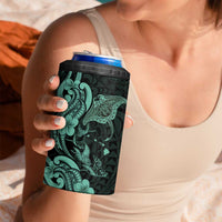 Hawaiian Manta Rays 4 in 1 Can Cooler Tumbler Tribal Hibiscus Polynesian Tattoos Turquoise Color LT03 - Polynesian Pride