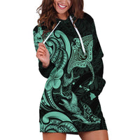 Hawaiian Manta Rays Hoodie Dress Tribal Hibiscus Polynesian Tattoos Turquoise Color LT03 Turquoise - Polynesian Pride