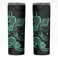 Hawaiian Manta Rays Skinny Tumbler Tribal Hibiscus Polynesian Tattoos Turquoise Color LT03 Turquoise - Polynesian Pride