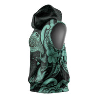 Hawaiian Manta Rays Sleeveless Hoodie Tribal Hibiscus Polynesian Tattoos Turquoise Color LT03 - Polynesian Pride
