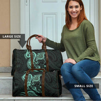 Hawaiian Manta Rays Travel Bag Tribal Hibiscus Polynesian Tattoos Turquoise Color - Polynesian Pride