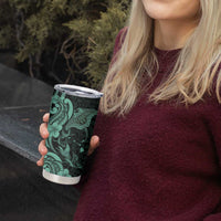 Hawaiian Manta Rays Tumbler Cup Tribal Hibiscus Polynesian Tattoos Turquoise Color - Polynesian Pride