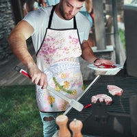 Hawaiian and Japanese Culture Together Apron Tribal Motifs with Lei and Japanese Sakura Pattern LT03 - Polynesian Pride