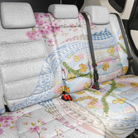 Hawaiian and Japanese Culture Together Back Car Seat Cover Tribal Motifs with Lei and Japanese Sakura Pattern LT03 - Polynesian Pride