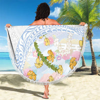Hawaiian and Japanese Culture Together Beach Blanket Tribal Motifs with Lei and Japanese Sakura Pattern LT03 - Polynesian Pride