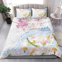 Hawaiian and Japanese Culture Together Bedding Set Tribal Motifs with Lei and Japanese Sakura Pattern LT03 - Polynesian Pride