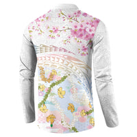Hawaiian and Japanese Culture Together Button Sweatshirt Tribal Motifs with Lei and Japanese Sakura Pattern LT03 - Polynesian Pride