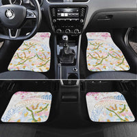 Hawaiian and Japanese Culture Together Car Mats Tribal Motifs with Lei and Japanese Sakura Pattern LT03 Set 4pcs White - Polynesian Pride