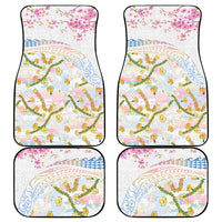 Hawaiian and Japanese Culture Together Car Mats Tribal Motifs with Lei and Japanese Sakura Pattern LT03 - Polynesian Pride