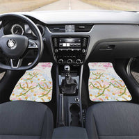 Hawaiian and Japanese Culture Together Car Mats Tribal Motifs with Lei and Japanese Sakura Pattern LT03 Set 2pcs - Front White - Polynesian Pride
