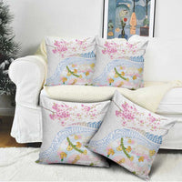 Hawaiian and Japanese Culture Together Pillow Cover Tribal Motifs with Lei and Japanese Sakura Pattern LT03 - Polynesian Pride