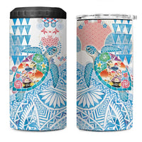 Hawaiian and Japanese Culture Together 4 in 1 Can Cooler Tumbler Tropical Honu with Japanese Elements Blue Color LT03 One Size: 16 oz Blue - Polynesian Pride
