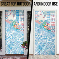 Hawaiian and Japanese Culture Together Door Cover Tropical Honu with Japanese Elements Blue Color LT03 - Polynesian Pride