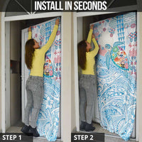Hawaiian and Japanese Culture Together Door Cover Tropical Honu with Japanese Elements Blue Color LT03 - Polynesian Pride