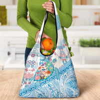 Hawaiian and Japanese Culture Together Grocery Bag Tropical Honu with Japanese Elements Blue Color LT03 - Polynesian Pride