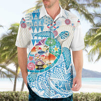 Hawaiian and Japanese Culture Together Hawaiian Shirt Tropical Honu with Japanese Elements Blue Color LT03 - Polynesian Pride