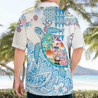 Hawaiian and Japanese Culture Together Hawaiian Shirt Tropical Honu with Japanese Elements Blue Color LT03 - Polynesian Pride