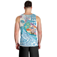 Hawaiian and Japanese Culture Together Men Tank Top Tropical Honu with Japanese Elements Blue Color LT03 - Polynesian Pride