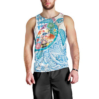 Hawaiian and Japanese Culture Together Men Tank Top Tropical Honu with Japanese Elements Blue Color LT03 - Polynesian Pride