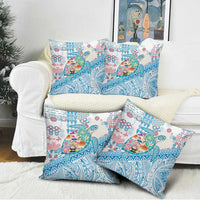 Hawaiian and Japanese Culture Together Pillow Cover Tropical Honu with Japanese Elements Blue Color LT03 - Polynesian Pride