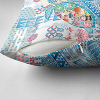 Hawaiian and Japanese Culture Together Pillow Cover Tropical Honu with Japanese Elements Blue Color LT03 - Polynesian Pride