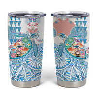 Hawaiian and Japanese Culture Together Tumbler Cup Tropical Honu with Japanese Elements Blue Color LT03 Blue - Polynesian Pride