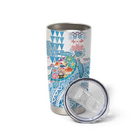 Hawaiian and Japanese Culture Together Tumbler Cup Tropical Honu with Japanese Elements Blue Color LT03 - Polynesian Pride