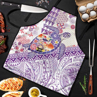 Hawaiian and Japanese Culture Together Apron Tropical Honu with Japanese Elements Purple Color LT03 Purple - Polynesian Pride