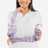 Hawaiian and Japanese Culture Together Arm Sleeves Tropical Honu with Japanese Elements Purple Color LT03 - Polynesian Pride